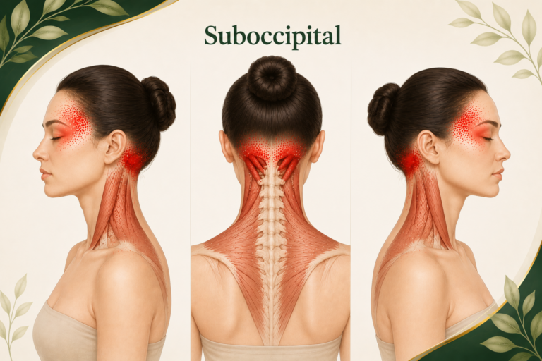 Suboccipital trigger point ทำให้ปวดท้ายทอย ร้าวไปขมับ และกระบอกตา